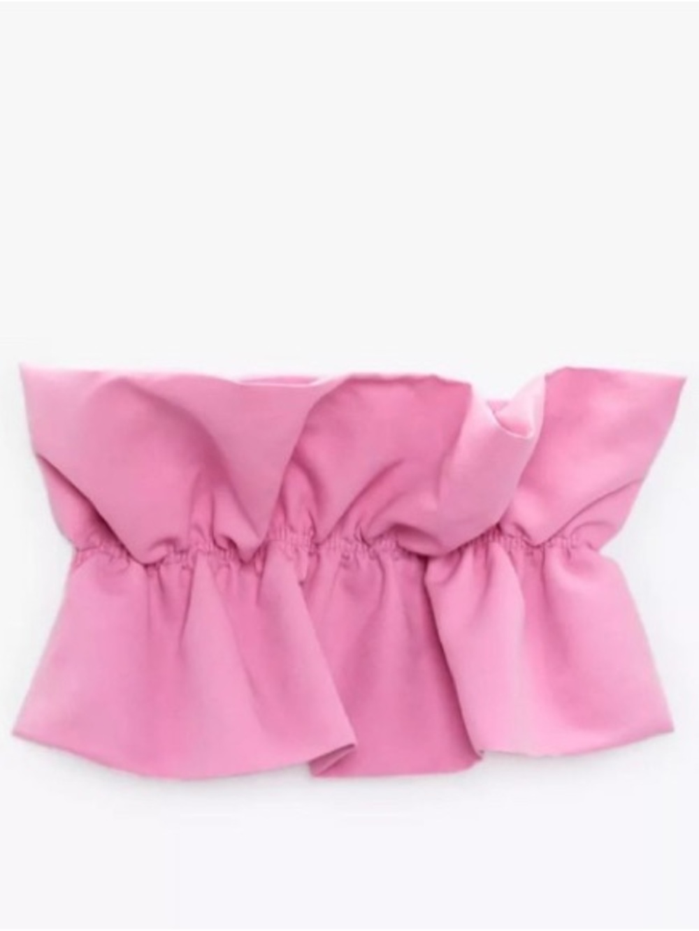 Zara Pink Strapless Ruffle Crop Top